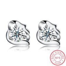 925 Sterling Silver Earrings Stud AAA Zirconia Push Back Clasp L738
