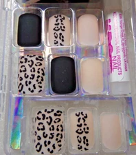 Icing Nails Black Leopard Matte GLUE ON Short