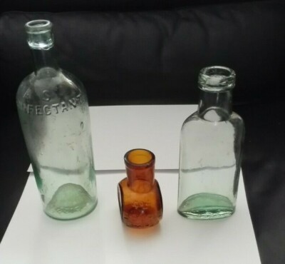  3xVintage Bottles Sanitas, Bovril, other