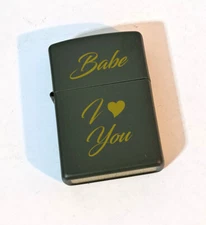 Green Matte Zippo Lighter - Custom Engraved - Personalized with Choice of Text.