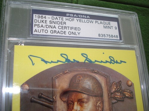 DUKE SNIDER AUTOGRAPHED HOF POSTCARD PLAQUE, PSA GRADED 9, MINT, NICE ITEM - Picture 2 of 2