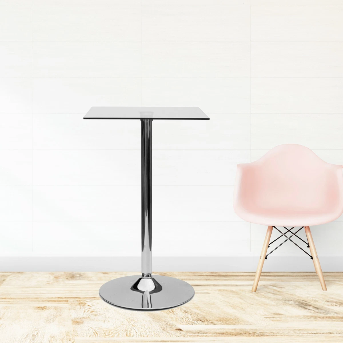 Chrome and glass bar table deals