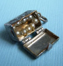 Vintage JMF Hope Chest opens to pearls sterling charm 