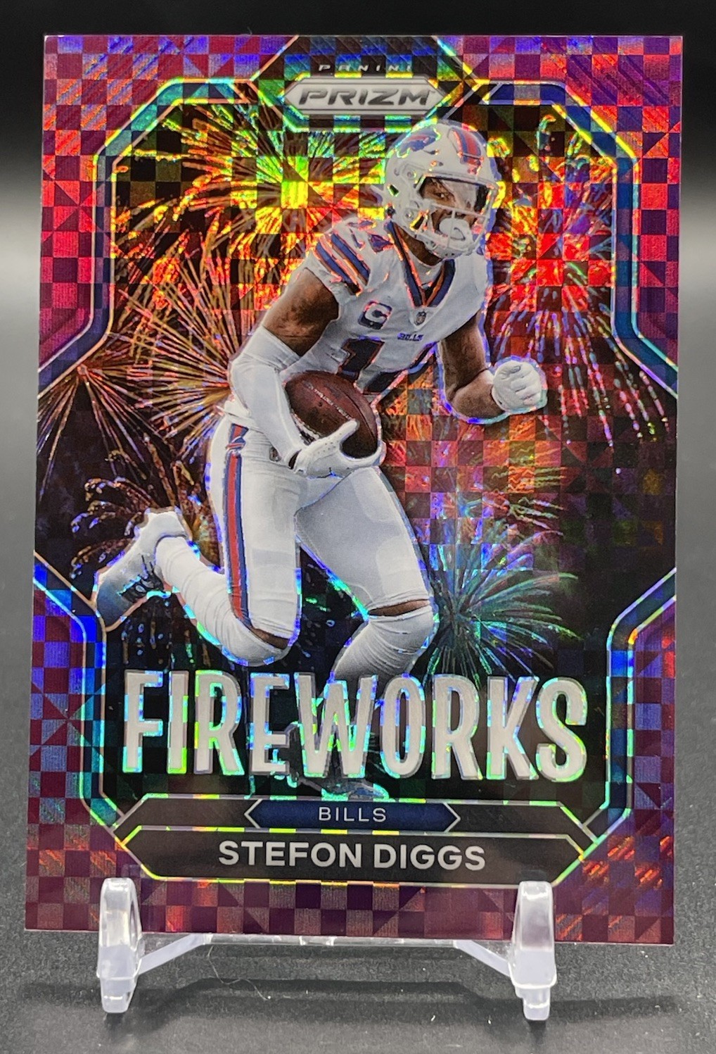 2022 Panini Prizm Fireworks Purple Power Prizm /49 Stefon Diggs #F-13
