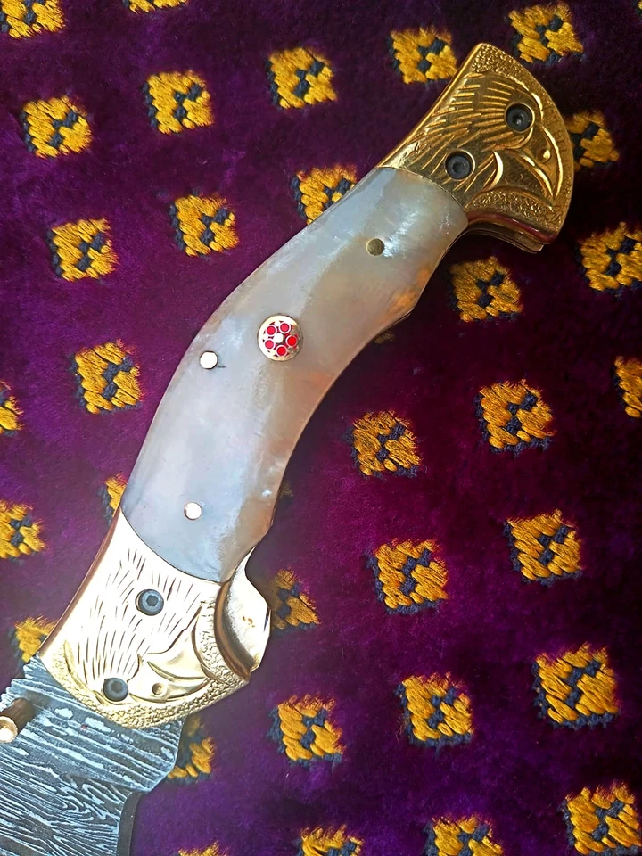 Navaja de bolsillo Eagle | Jackknife | Cuchillo Damasco | Cuchillo Damasco Exterior Hecho a Mano Foto 4 de 4