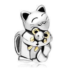 Cat with Mouse Charm Compatible with Charms Bracelets