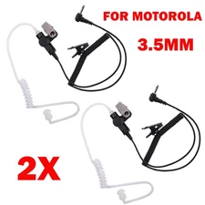 2X 3.5mm Acoustic Tube Listen Only Headset Earpiece For Motorola Speaker USA