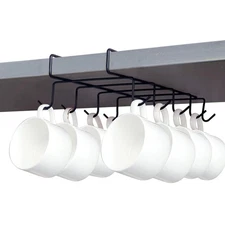 Under Cabinet Coffee Cup Holder, Hanging Mug Display Organizer with 10 Hooks