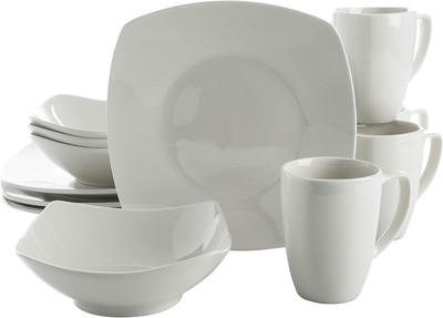 Amelia Court Porcelain Dinnerware Set 12pcs Service for 4, Chip Scratch Resistan