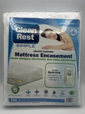 NEW Clean Rest Simple Water Resistant Mattress Bed Bug Dust Mites Cover FULL