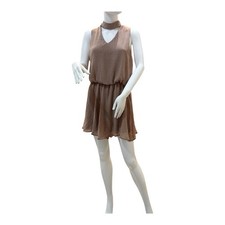 Dainty Hooligan Light Brown Chiffon Romper Sleeveless M USA Made