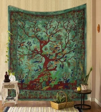 THE ART BOX Tapestry Green Tree of Life Wall Hanging – 82L x 54W, 