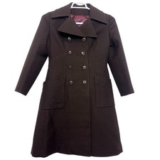 VTG 70s 80s Canadian ILGWU Womens Wool Blend Coat Brown Double Breasted Sz S