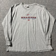 Vintage Lee Sport Denver Broncos Long Sleeve T Shirt Mens Medium Gray NFL Y2K