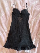 Victorias Secret Vintage Black Lace Mini Dress Slip Dress