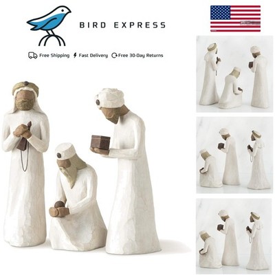 Hand-Painted Nativity Three Wise Men Figures Set for Christmas and Wedding