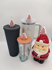3D Printed Festive Christmas Tree Cake Straw Topper – Holiday Drink Charm