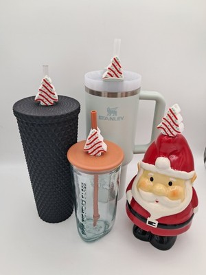 3D Printed Festive Christmas Tree Cake Straw Topper   Holiday Drink Charm