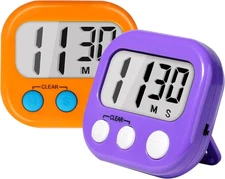 Large Magnetic Digital Timer for Classroom, 2 Pack-Orange Purple