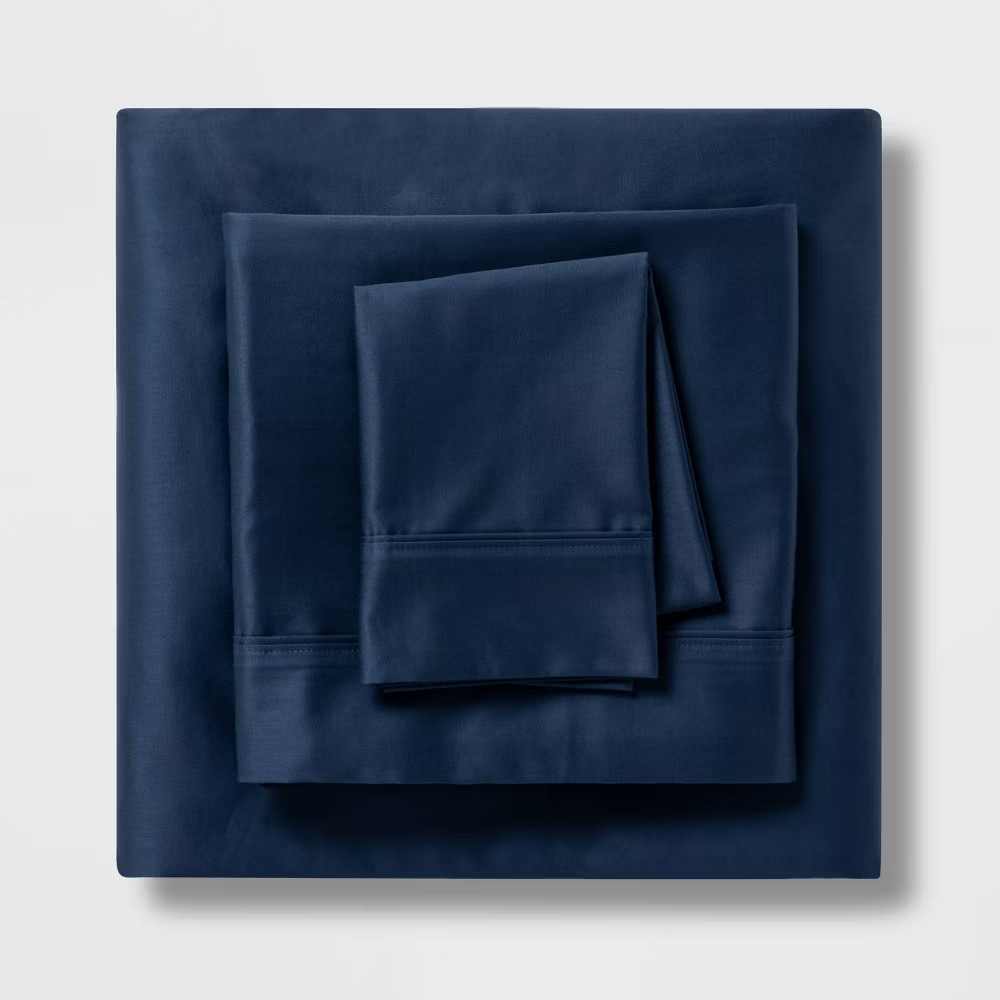 Full Solid Performance 400 Thread Count Sheet Set Metallic Blue - Threshold 3890₽