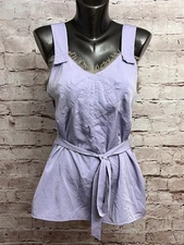 Simply Vera Vera Wang Overall Tunic Smock Blouse Pockets Tie-waist Small Purple