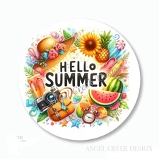 HELLO SUMMER TROPICAL BEACH PARTY FAVORS SCRAPBOOK STICKERS ENVELOPE SEALS