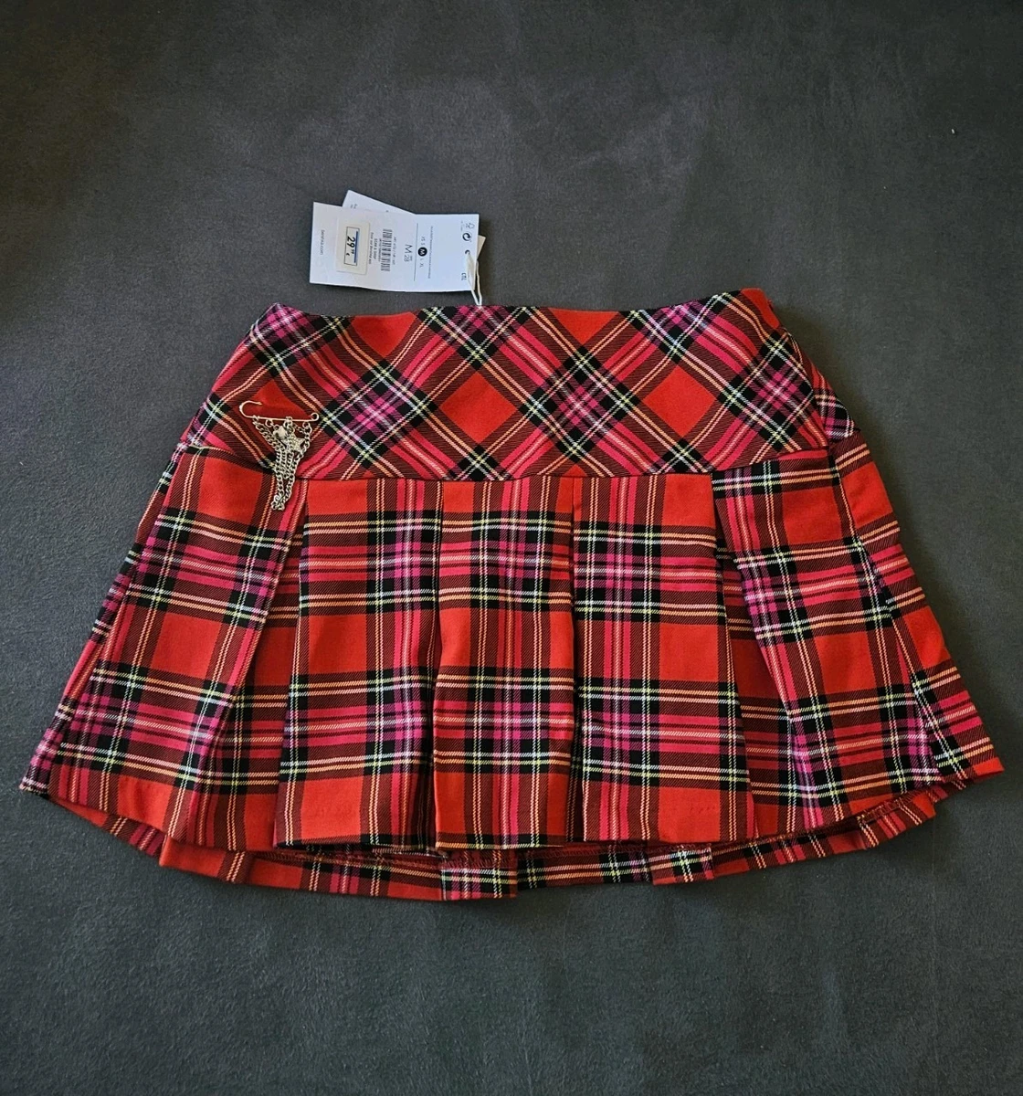 Minifalda a cuadros Bershka Red Pink M Bershka M roja rosa