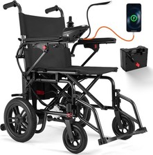 Electric Wheelchairs for Adults Lightweight Foldable,Motorized Wheelchair Black 
