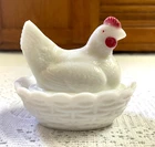 Vintage Westmoreland Mini White Milk Glass Chicken on Nest Candy Dish 3-1/8"