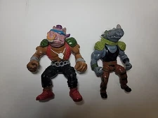 Vintage TMNT Bebop + Rocksteady Teenage Mutant Ninja Turtles Lot 1988 Playmates