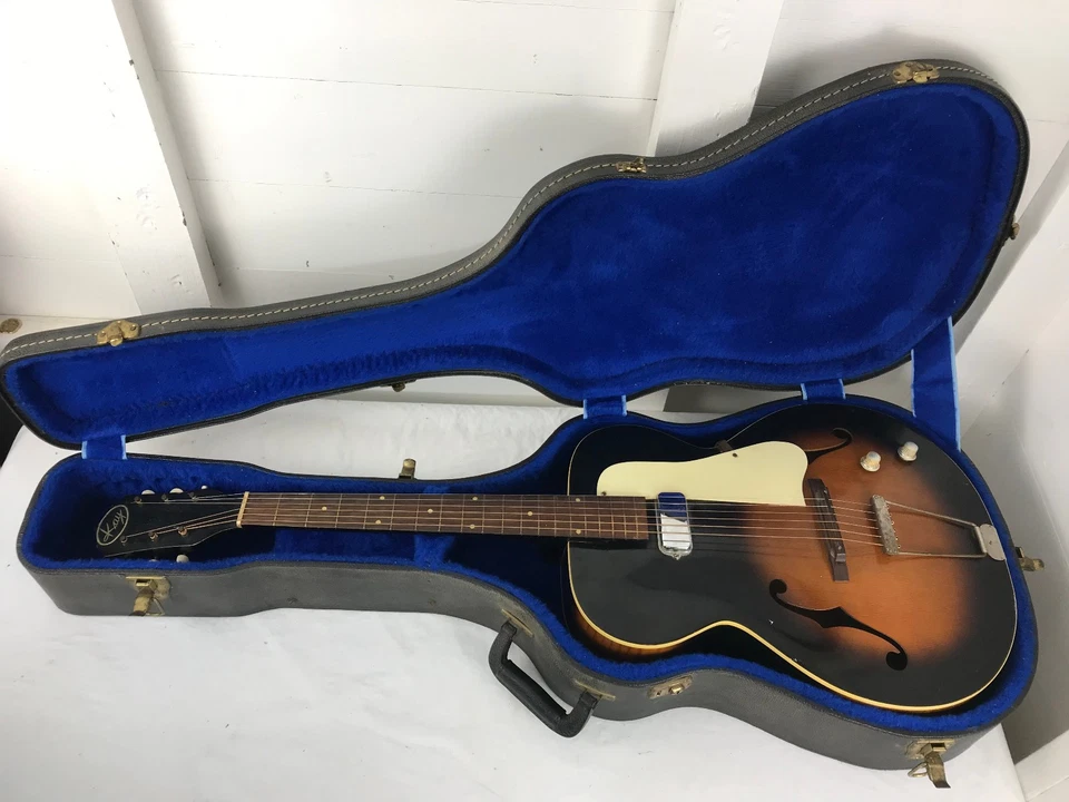 1960 Kay Value Leader Acoustic Electric Guitar w/ Hard  Case - 6533 - Project - Image 3 of 4
