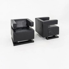 1990s Pair of Walter Gropius F51 Lounge Arm Chairs by Tecta in Black Leather