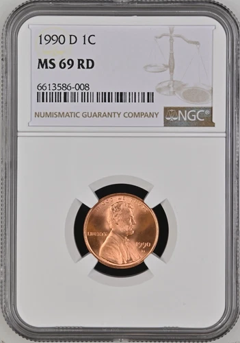 1990-D  1C RD  Lincoln Memorial One Cent  NGC MS69RD  6613586-008