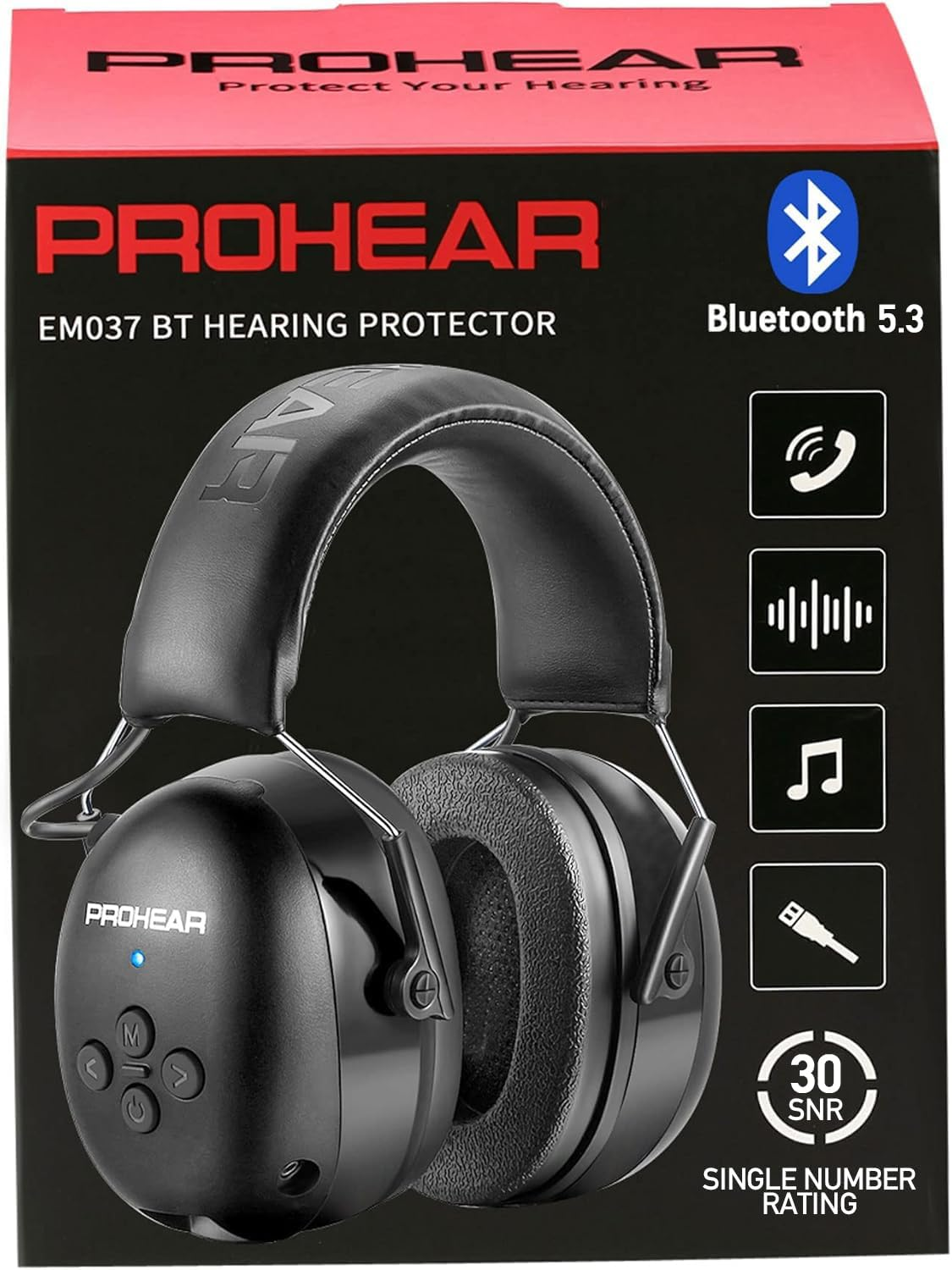 Bluetooth 5.3 Hearing Protection Headphones with 1500mAh Rechargeable Battery