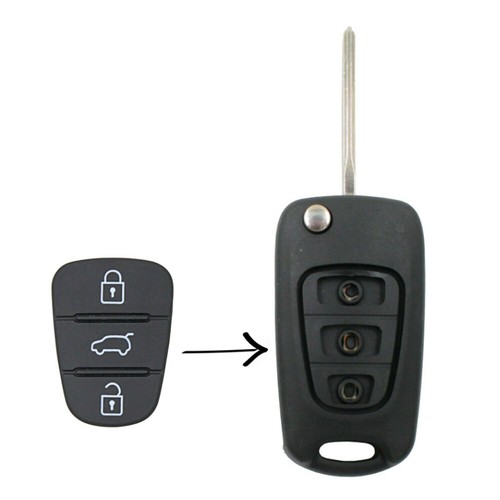 2pcs 3 Button Flip Key Replacement Rubber Keypad For Hyundai i30 i20 i35 Elantra - Picture 11 of 11