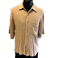 Vtg 50's Men's Beige Hollywood ATOMIC NUBBY Fleck ROCKABILLY Club VLV Shirt L