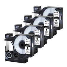 4PK 12mm White on Clear D1 45020 Label Tape For DYMO LabelManager 100 120P 450D