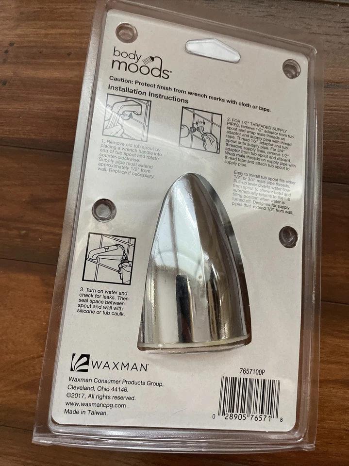 Bico de banheira com desviador Body Moods Waxman 7657100 1/2" ou 3/4" M.I.P. Cromado - Imagem 3 de 4