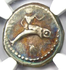 Calabria Taras AR Didrachm Dolphin Coin 480 BC - Certified NGC VF - Early Issue!
