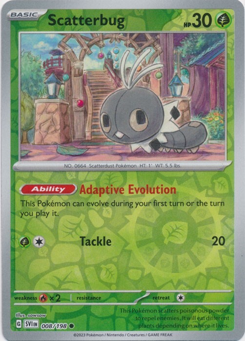 Reverse Holo Scatterbug 008/198 Common  Scarlet & Violet Base Set Pokemon TCG