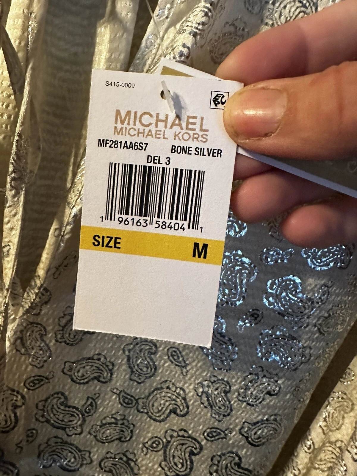 Abito a più livelli Michael Kors donna stampa paisley lamina collo a V taglia M