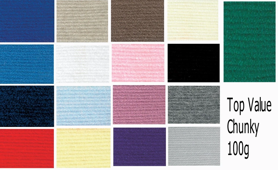 JAMES C BRETT James Brett Top Value Chunky 100g Knitting/Crochet Plain colours