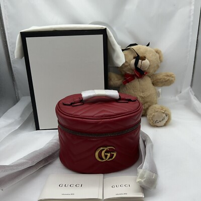 Authentic Gucci Red GG Marmont Mini Matelassè Backpack New