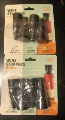 LOT OF 100-Bottle Wine Stoppers- Black Silicone Fits Most Bottles  NEW