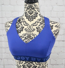 JOYLAB Women's Logo Band - X Cross Back Sports Bra SIZE SMALL Blue