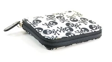 Skull Print Fabric Over Synthetic Leather Wallet Punk Goth Rockabilly Bikers 