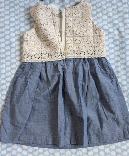 Baby Gap Mid Blue Chambray And Cream/Ivory Lace Smart Summer Dress Lined 3T 3yr - Picture 2 of 6