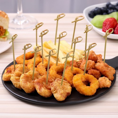 200 Pcs Cocktail Picks 4.7 Inch Toothpicks For Appetizers Natural Bamboo Knot Sk - Picture 6 of 9