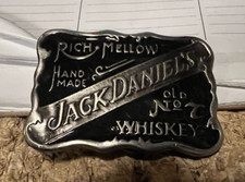 VINTAGE BELT BUCKLE----JACK DANIELS--RICH MELLOW--HAND MADE ---OLD No 7 WHISKEY
