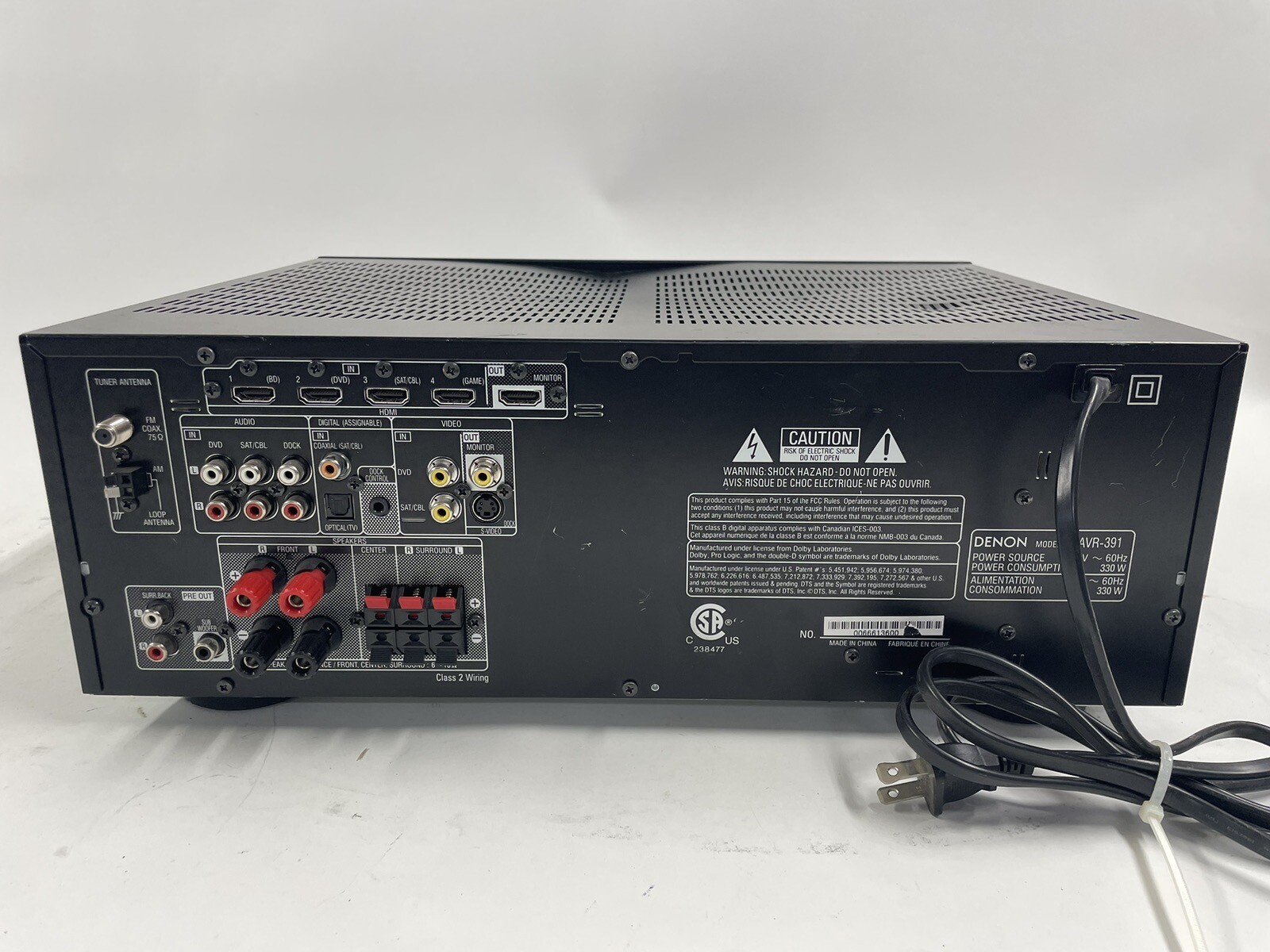 Denon AVR-391 - 5.1 Ch HDMI Home Theater Surround Sound Receiver Stereo System 
